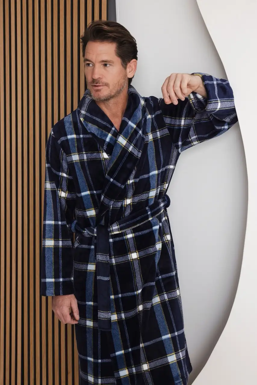 Pastunette heren badjas 172252-552-1 dark blue - Afbeelding 4