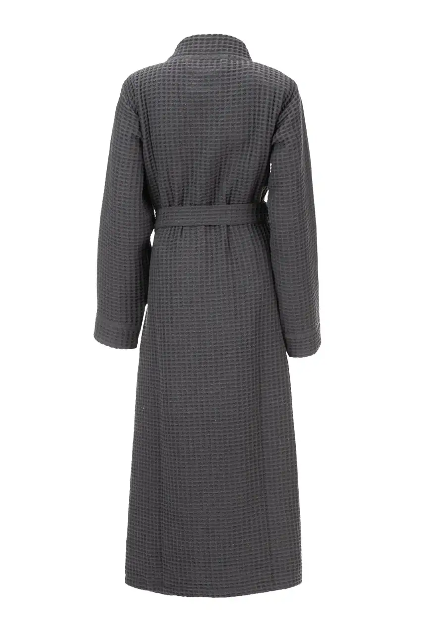 Heckett Lane Badjas wafel steel grey - gerecycled katoen - Afbeelding 3