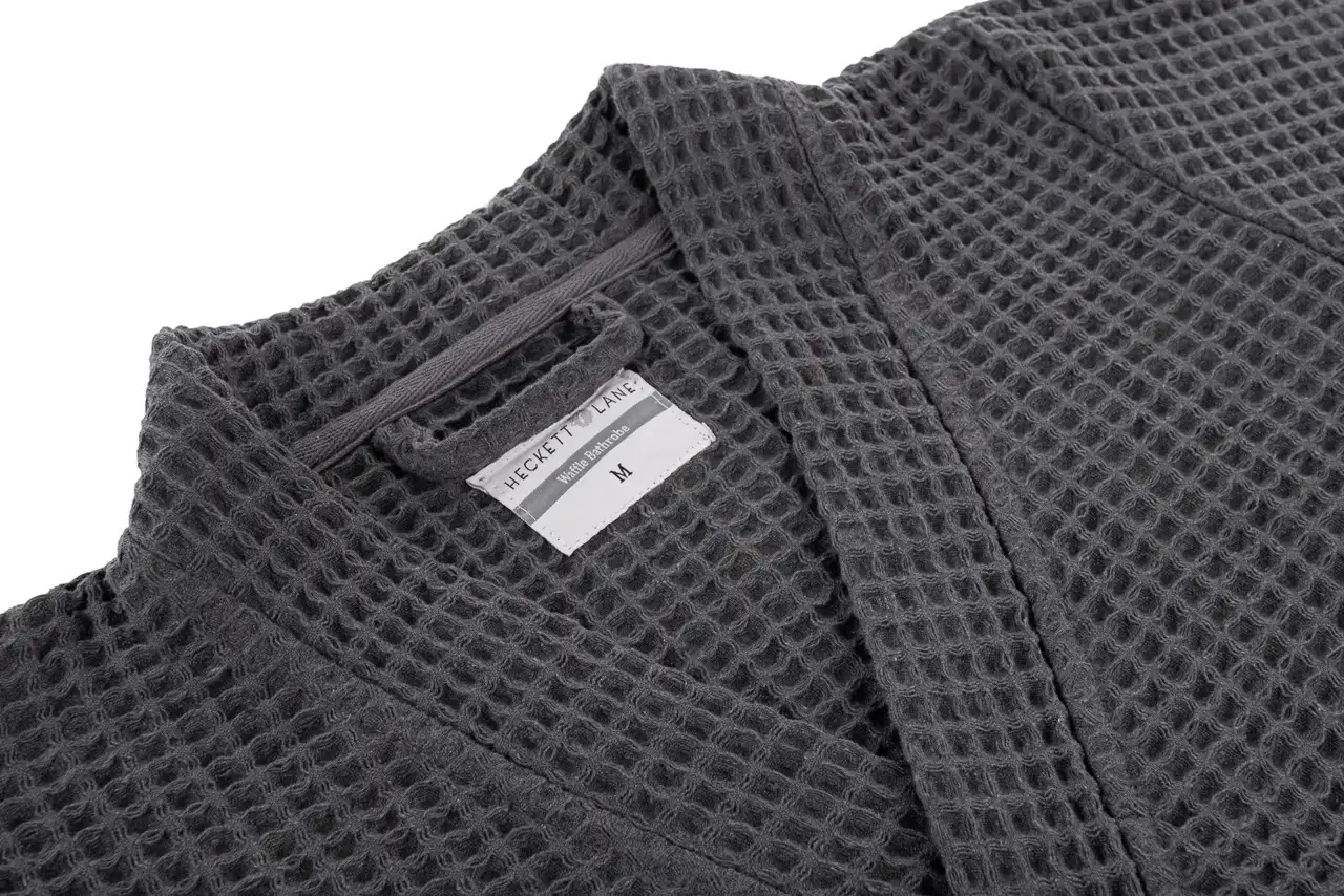 Heckett Lane Badjas wafel steel grey - gerecycled katoen - Afbeelding 2