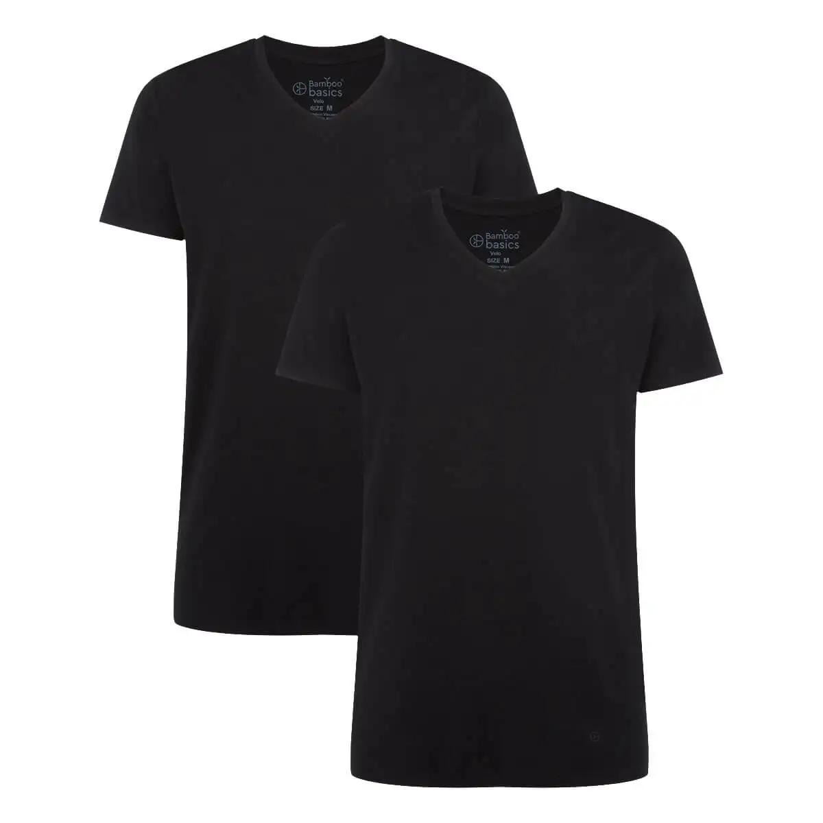 Bamboo Basics T-shirt Velo-003 (zwart, v-hals, 2-pack)