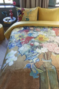Beddinghouse x Van Gogh dekbedovertrek Bouquet dAnniversaire satijn gold