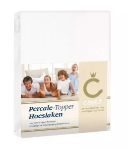 Cevilit percal topper hoeslaken wit