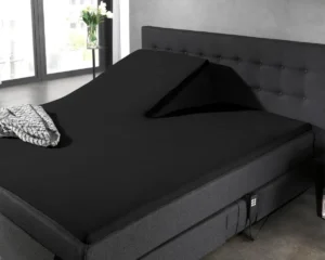 Home Care katoenen splittopper hoeslaken zwart
