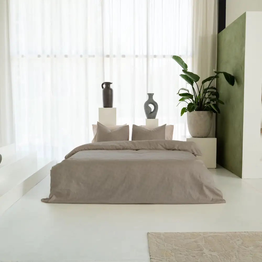 Kayori dekbedovertrek Koko katoen-tencel taupe - Afbeelding 5