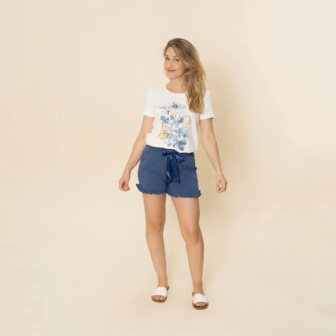 Charlie Choe dames pyjama t-shirt blauwe bloemen - Afbeelding 4