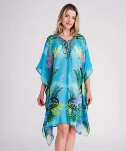 Pia Rossini Marbella Kaftan cover up blue
