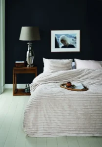 Riviera Maison dekbedovertrek Furry Stripes fake-fur offwhite