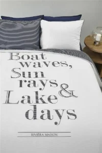 Riviera Maison dekbedovertrek Lake Days navy 240x200/220 - lits-jumeaux 240x200/220 + 2 slopen