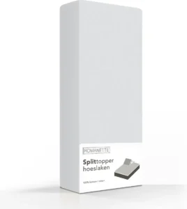 Romanette katoenen splittopper hoeslaken silver