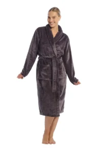 Ten Cate badjas Basics dark grey stripe