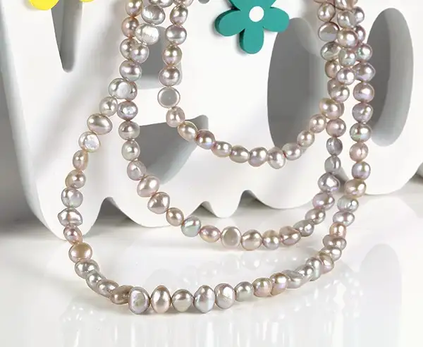 Mooijo parel ketting Barok 6-7mm grey - Afbeelding 2