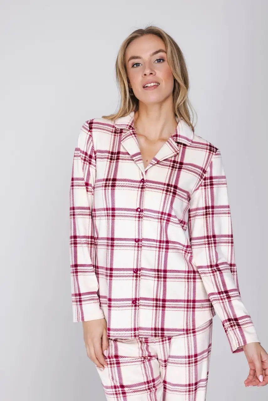 Pastunette dames pyjama Alpine Creme 121262-102-2 dark red - Afbeelding 5