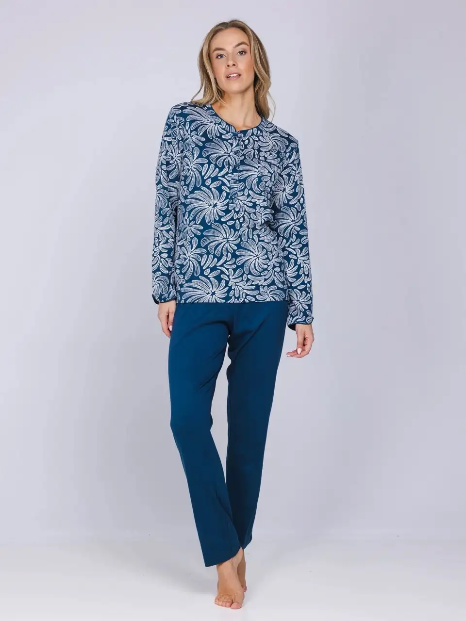 Pastunette dames pyjama Nordic Bloom 121262-154-1 dark blue - Afbeelding 2