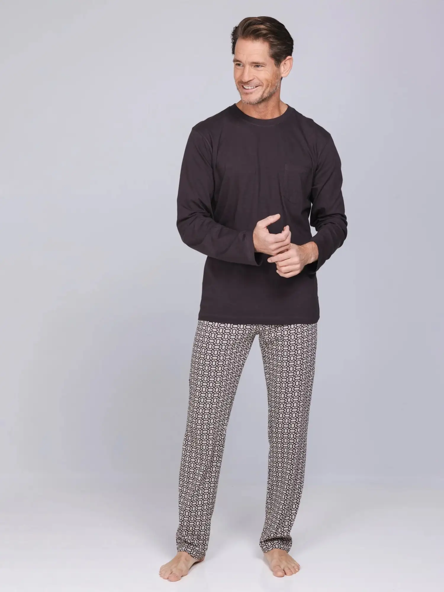 pastunette heren pyjama Urban Essence 122262-502-1 brown - Afbeelding 3