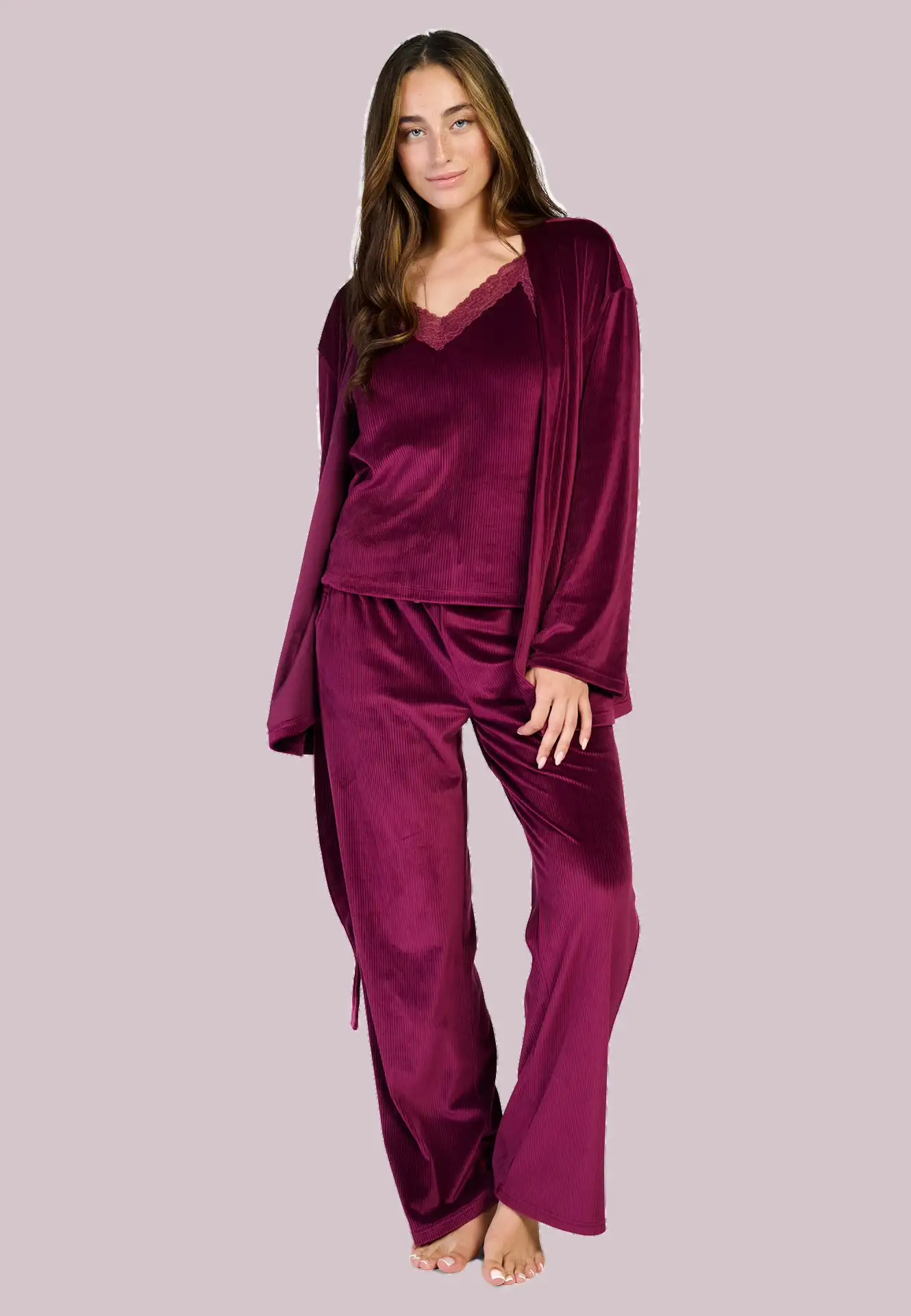 Ten Cate Comfort Wear kimono cherry burgundy - Afbeelding 5