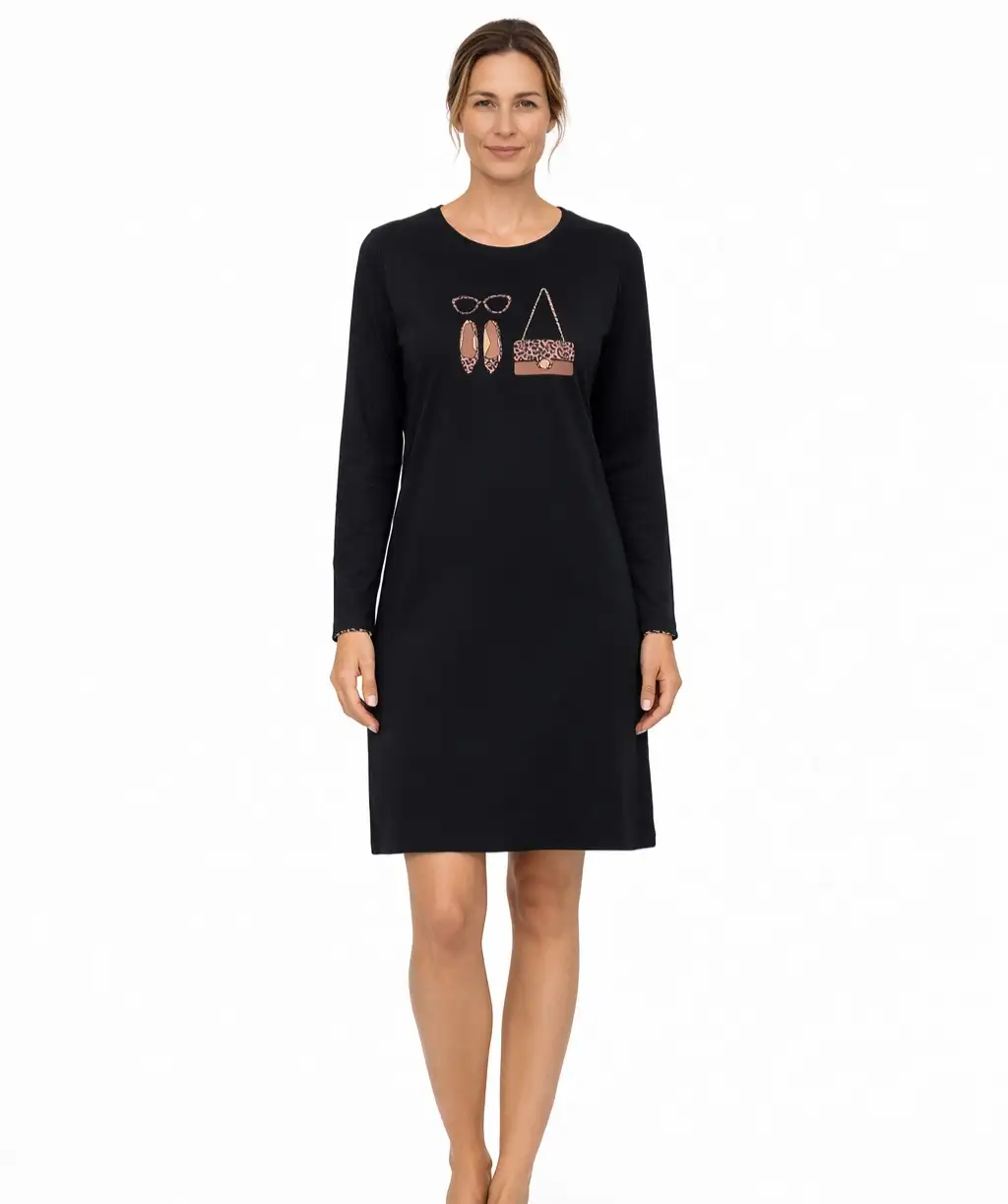 Ringella dames nachthemd Modern Flair 6511006 schwarz - Afbeelding 3
