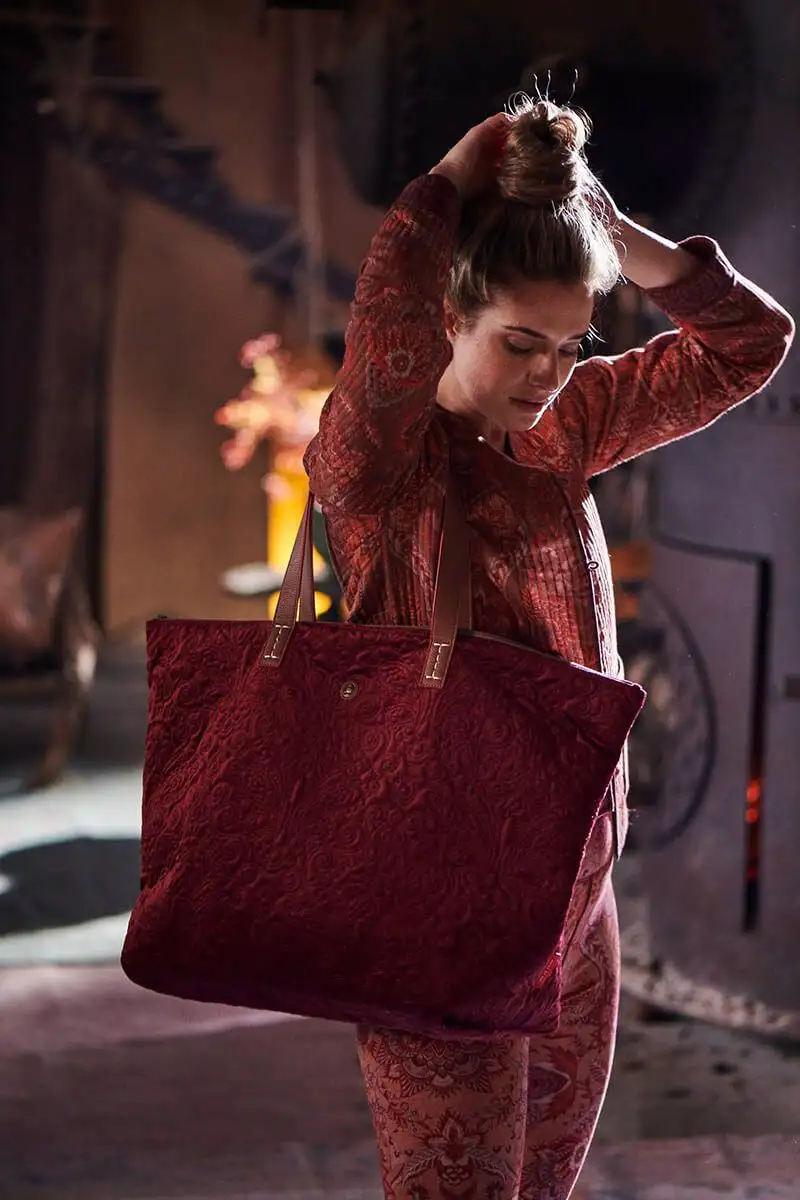 PiP Studio tote bag Tilda Velvet Quiltey Days medium red - Afbeelding 4