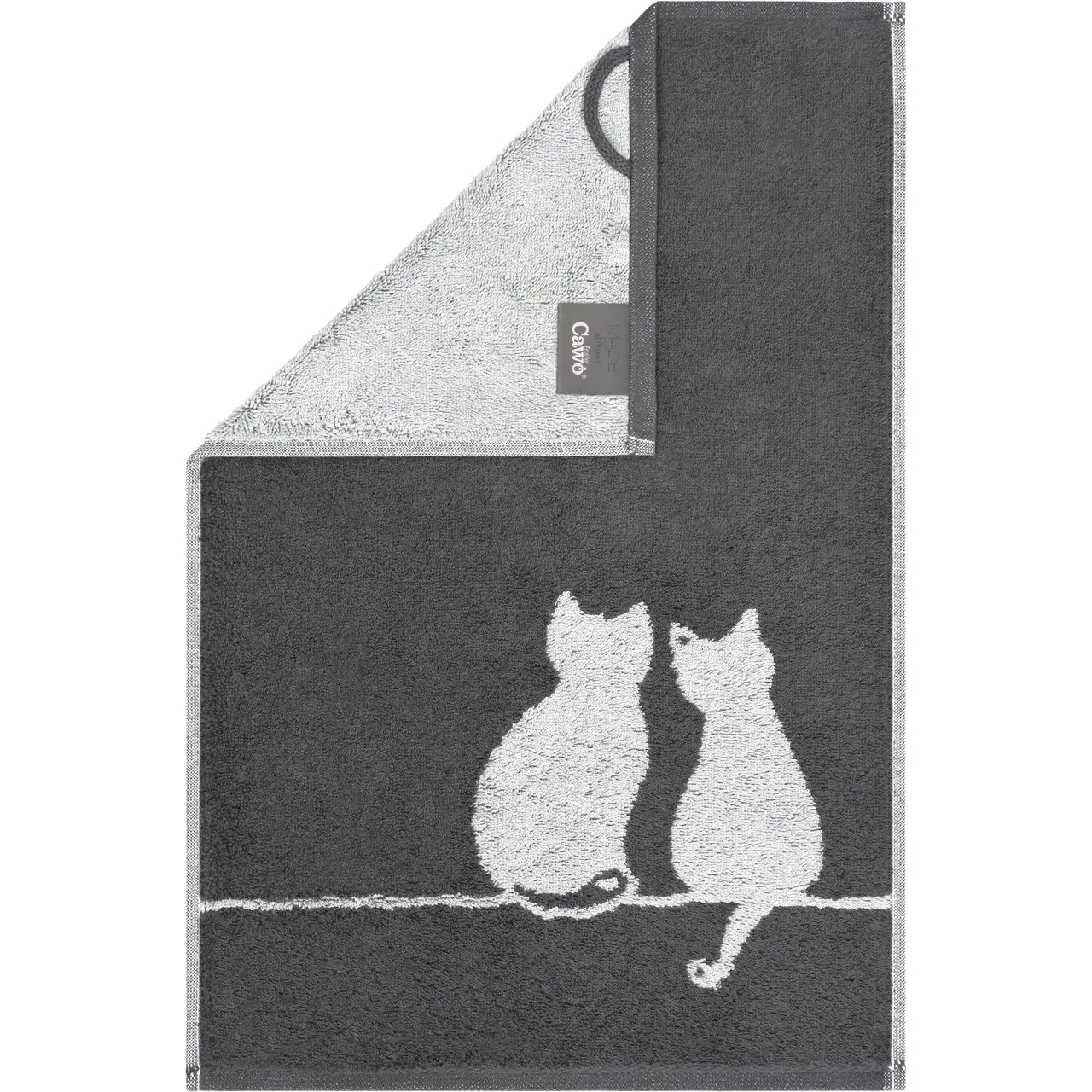 Cawö gastendoek Cute Cats 6263 basalt-platin 30x50cm