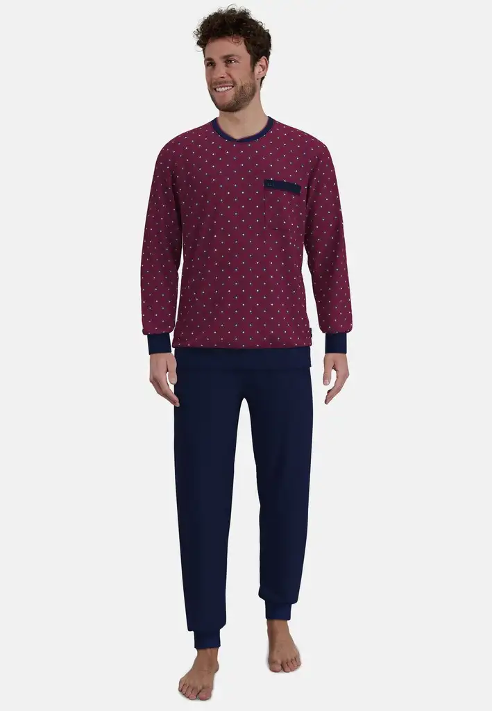 Götzburg heren pyjama interlock 452419 bordeaux - Afbeelding 3