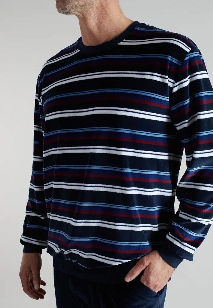 Götzburg heren pyjama velours 452417 blauw - Afbeelding 2