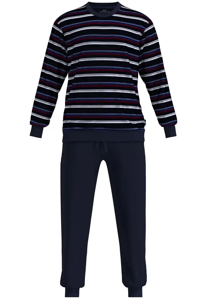 Götzburg heren pyjama velours 452417 blauw