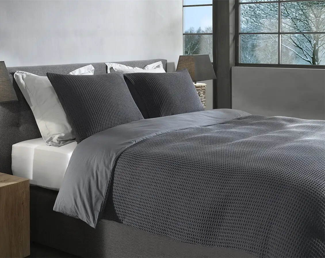 Heckett Lane dekbedovertrek Vafala steel grey - 2-persoons 200x200/220cm + 2 slopen