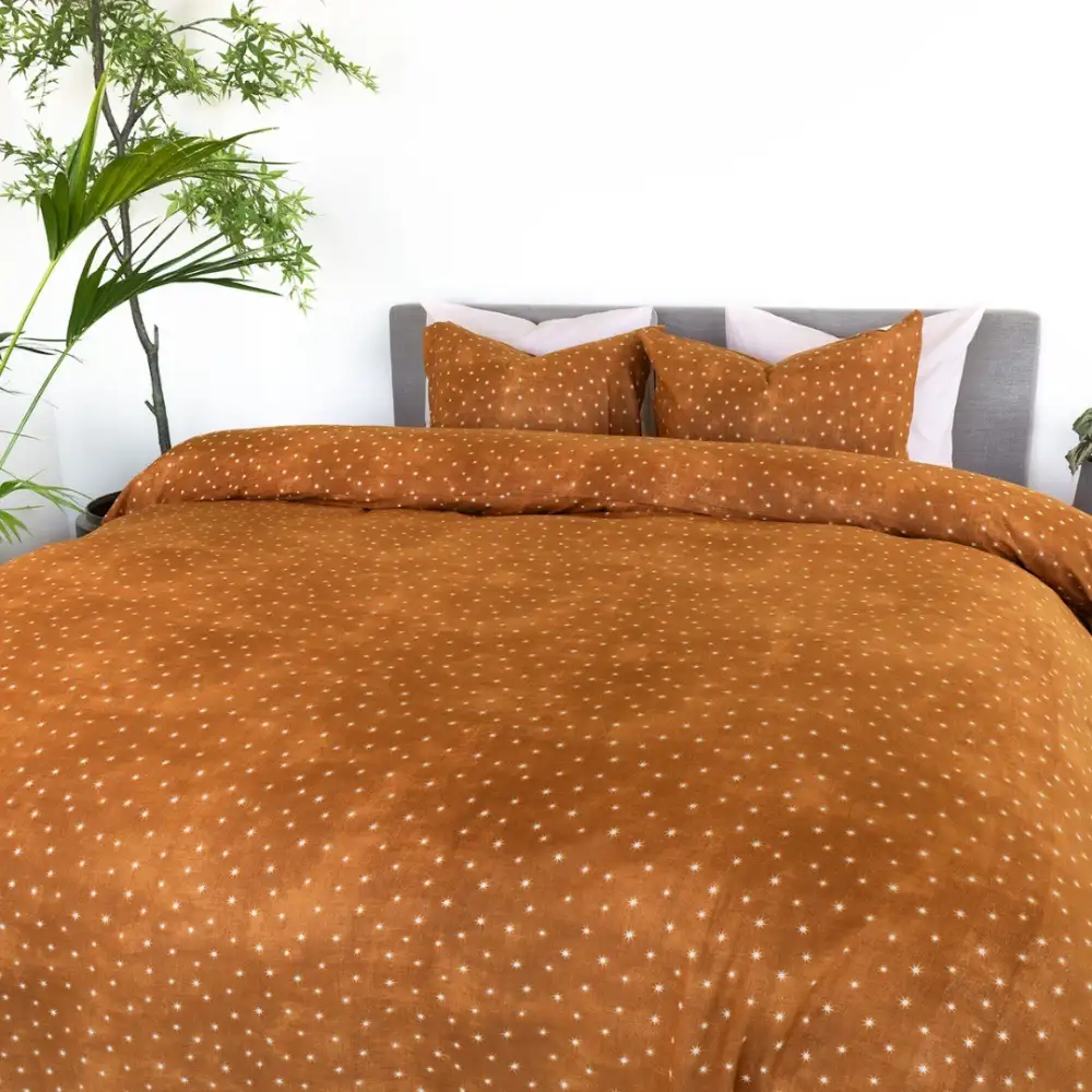 Kayori dekbedovertrek Hoshi flanel okergeel - Afbeelding 3