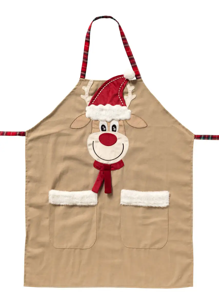 Kerst keukenschort Rudolph Chef 68x85cm tobacco brown