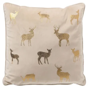 Kerst sierkussen Deer 45x45cm whisper white