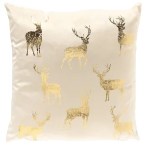 Kerst sierkussen Nordic Reindeer 45x45cm whisper white