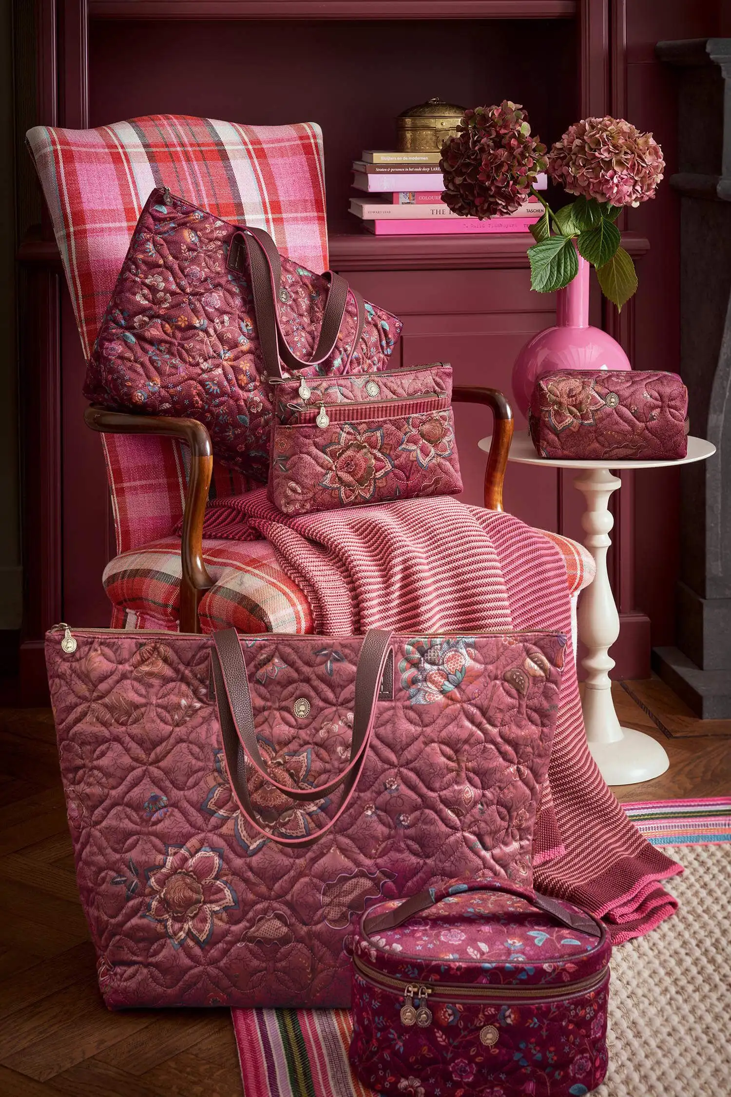 PiP Studio tote bag Tilda Flora Bangelore medium dark pink - Afbeelding 2