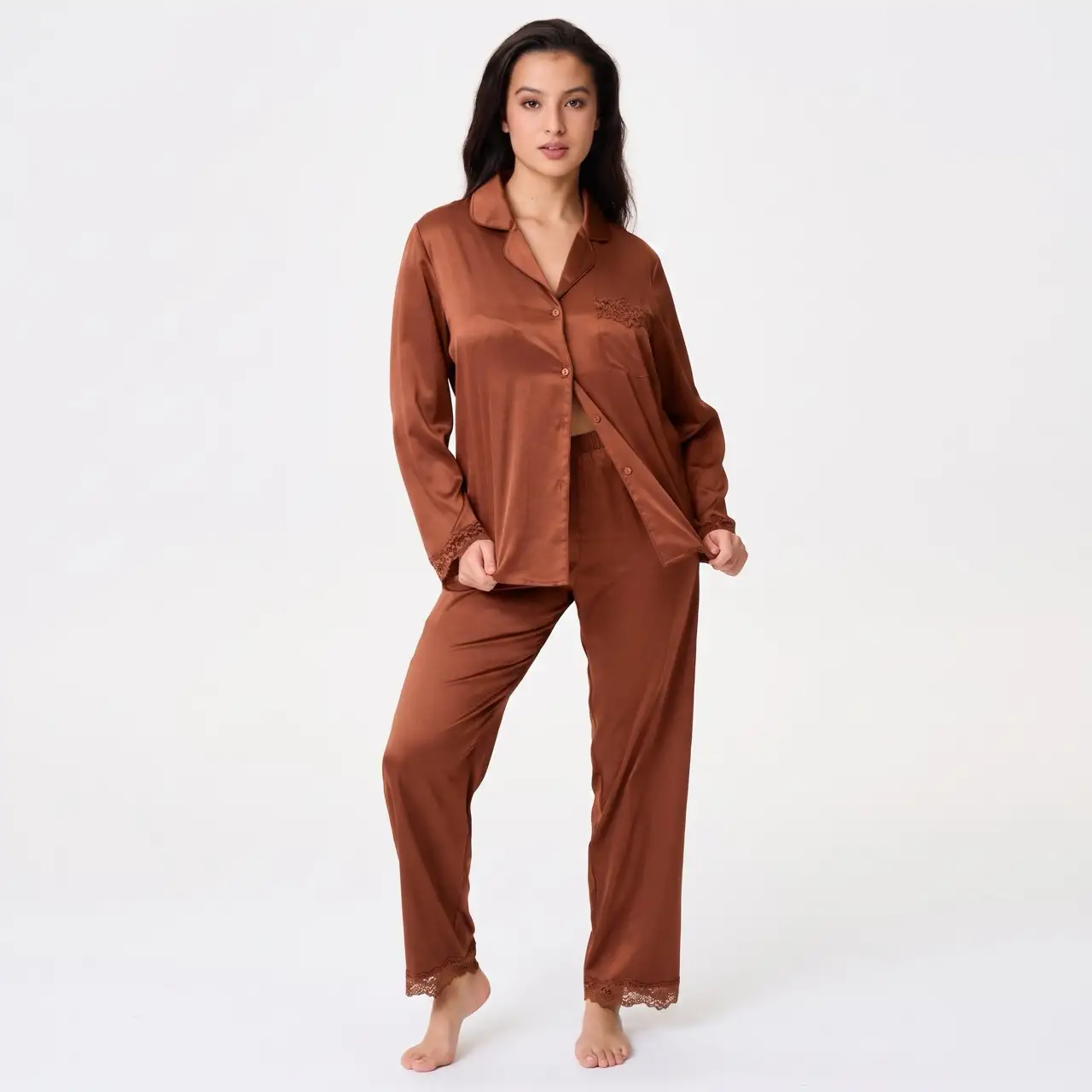 LingaDore pyjama Silk Dreams Cognac