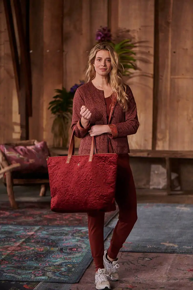 PiP Studio tote bag Tilda Velvet Quiltey Days medium red - Afbeelding 3
