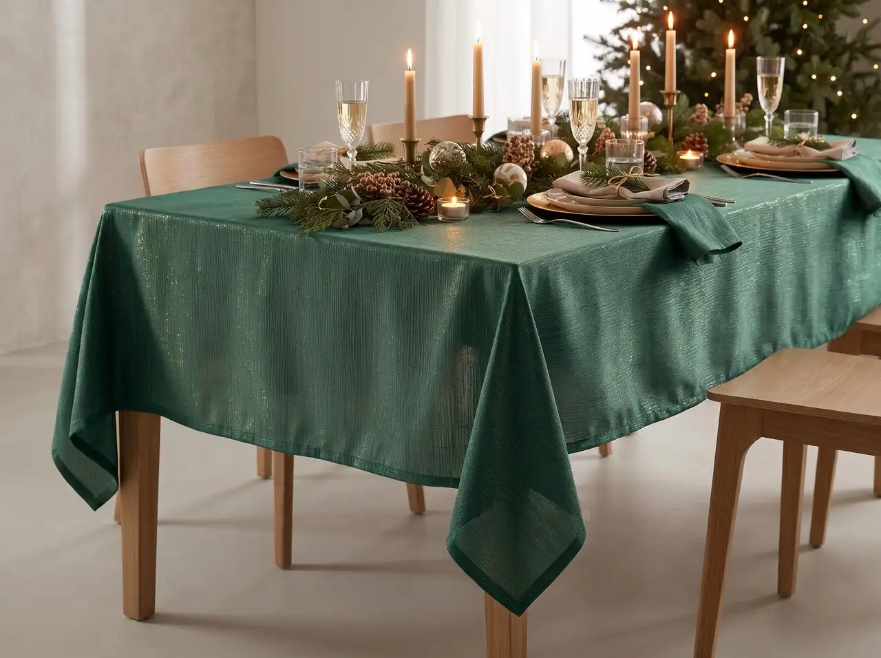 Textino tafellaken Shimmer 140x240cm possy green - Afbeelding 2
