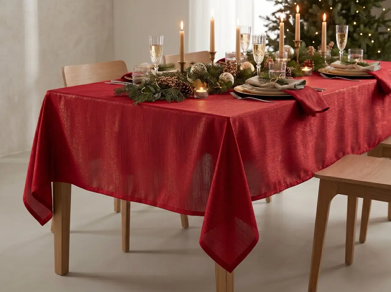 Textino tafellaken Shimmer 140x240cm scarlet sage - Afbeelding 4