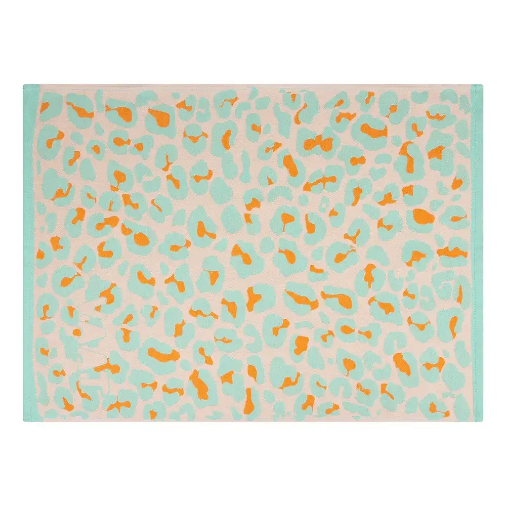 Vaat Amsterdam theedoek I Love Leopard turquoise orange - Afbeelding 2