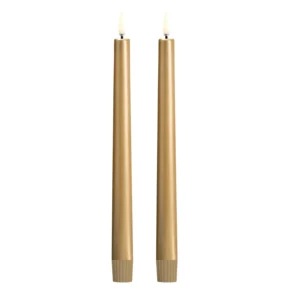 Uyuni led-kaars diner 2,3 x 25cm gold finish 2pack
