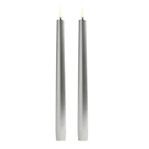 Uyuni led-kaars diner 2,3 x 25cm silver finish 2pack