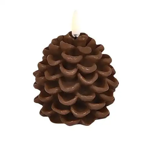 Uyuni led-kaars Pine cone 7 x 7cm brown