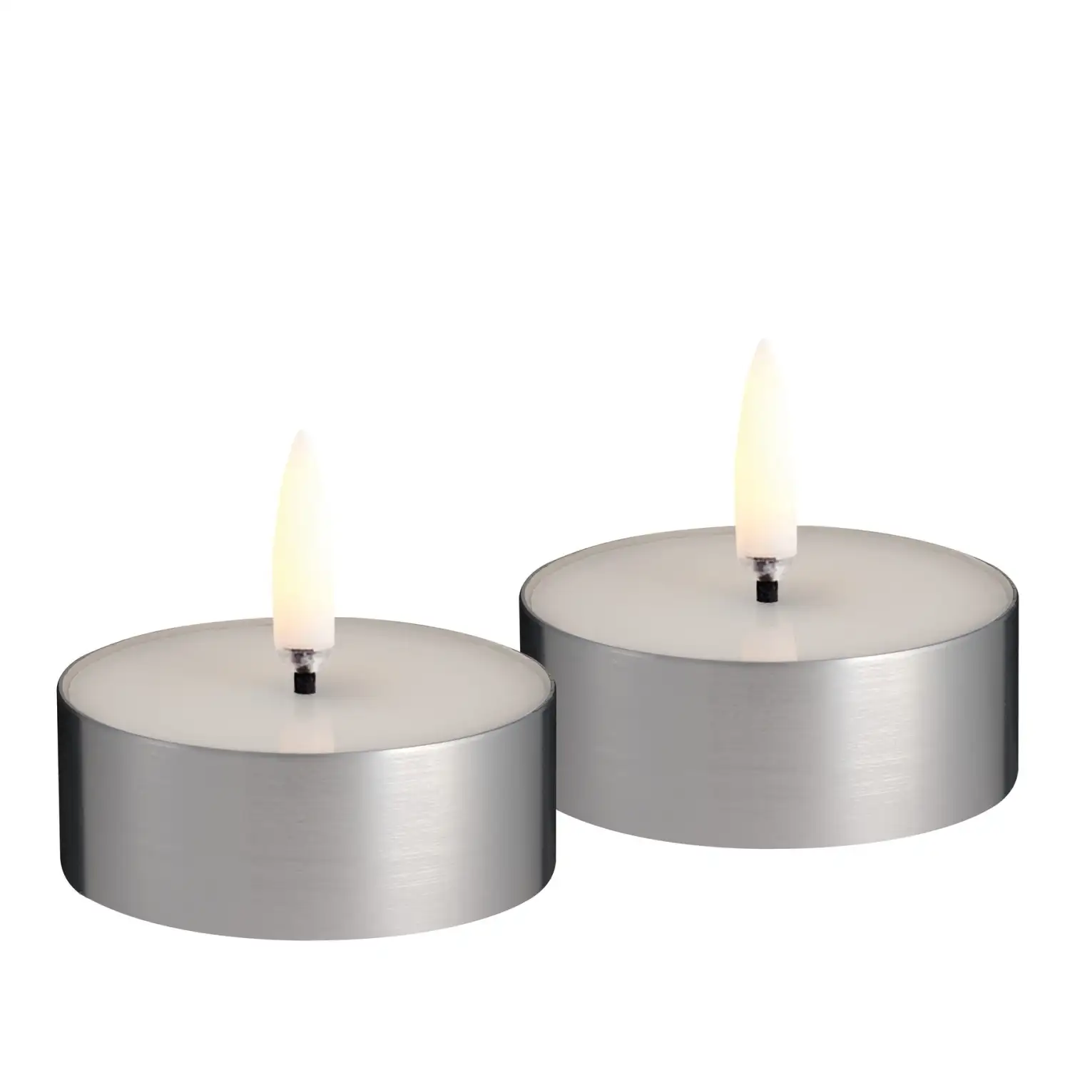 Uyuni led-waxinelichtje tealight maxi r6,3 x h2,3cm metal silver 2-pack