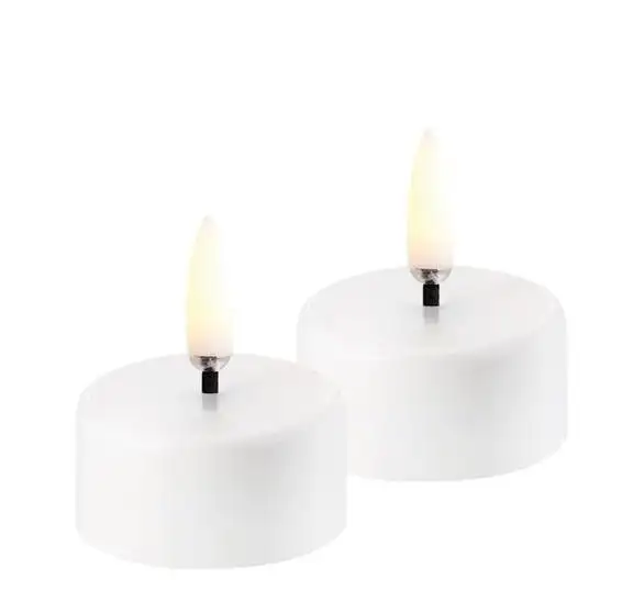 Uyuni oplaadbare led-waxinelichtje tealight r3.9 x h2,3cm white 2-pack