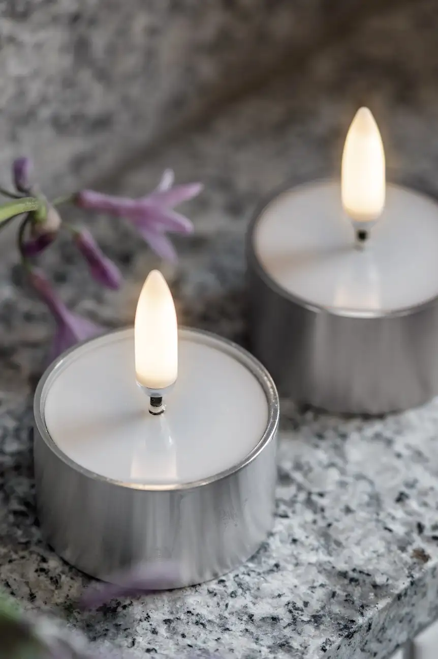 Uyuni led-waxinelichtje tealight r4,1 x h2,3cm silver 2-pack - Afbeelding 2