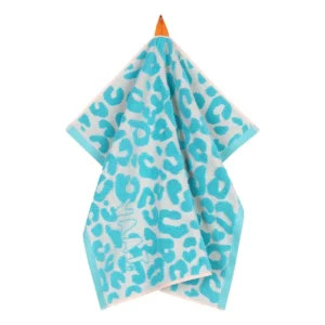 Vaat Amsterdam keukendoek I Love Leopard turquoise orange