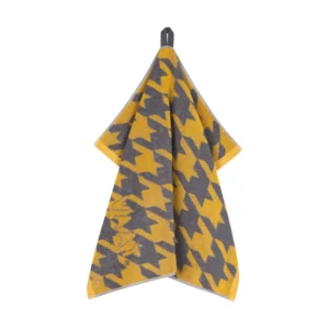 Vaat Amsterdam keukendoek I Love Pied de Poule yellow grey