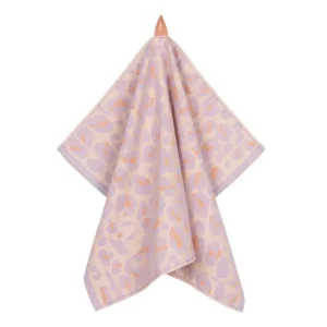 Vaat Amsterdam theedoek I Love Leopard lila peach