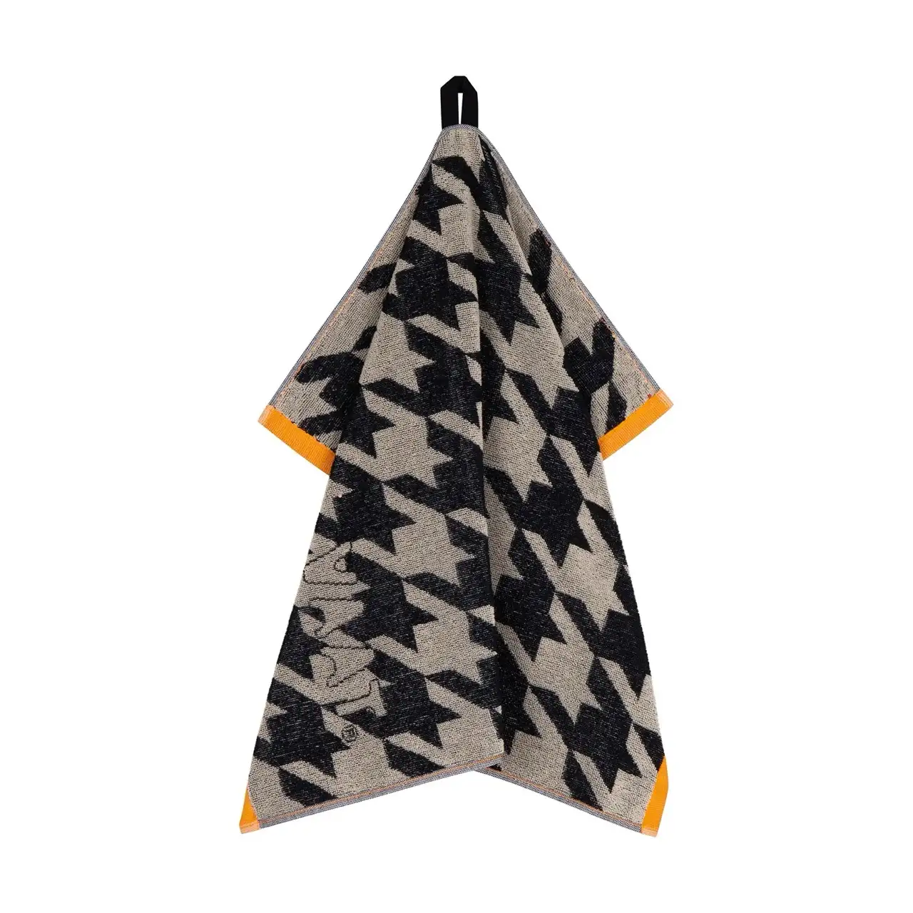 Vaat Amsterdam theedoek I Love Pied de Poule black sand