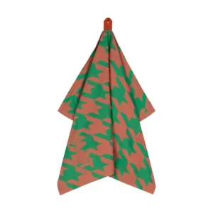 Vaat Amsterdam theedoek I Love Pied de Poule coral green