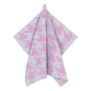 Vaat Amsterdam theedoek I Love Pied de Poule fuchsia pastel blue