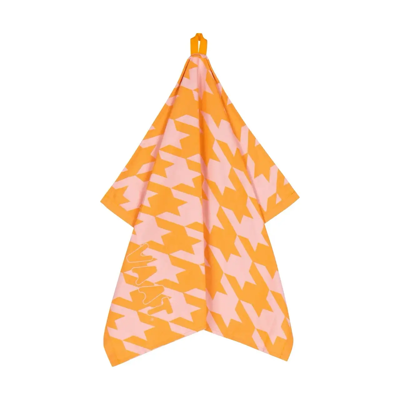 Vaat Amsterdam theedoek I Love Pied de Poule pink orange