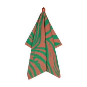 Vaat Amsterdam theedoek I Love Zebra coral green